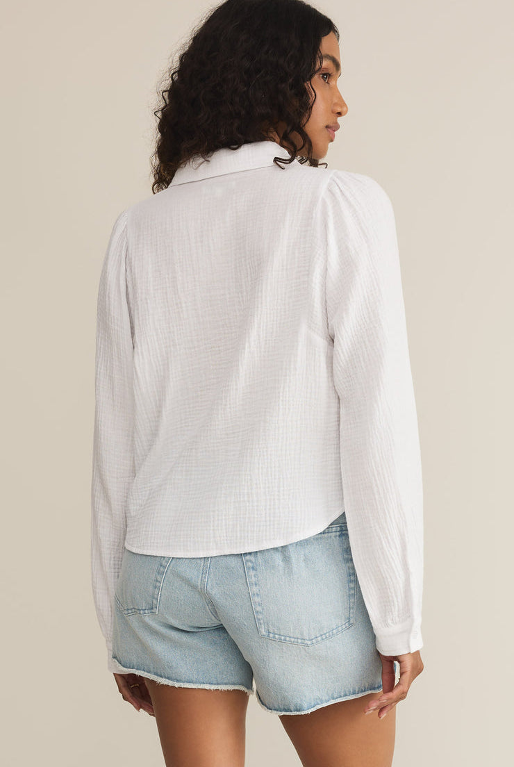 Campo Button Up Gauze Top-Long Sleeves-Vixen Collection, Day Spa and Women's Boutique Located in Seattle, Washington