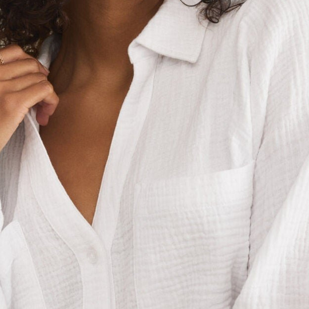 Campo Button Up Gauze Top-Long Sleeves-Vixen Collection, Day Spa and Women's Boutique Located in Seattle, Washington