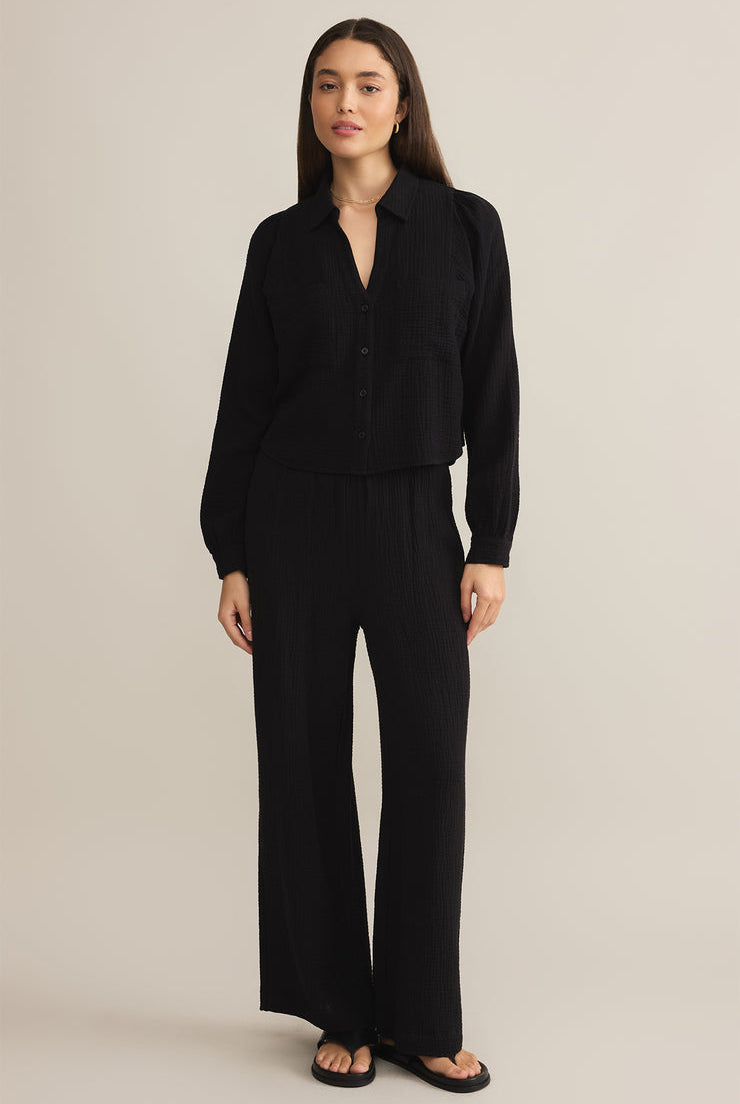 Campo Button Up Gauze Top-Long Sleeves-Vixen Collection, Day Spa and Women's Boutique Located in Seattle, Washington