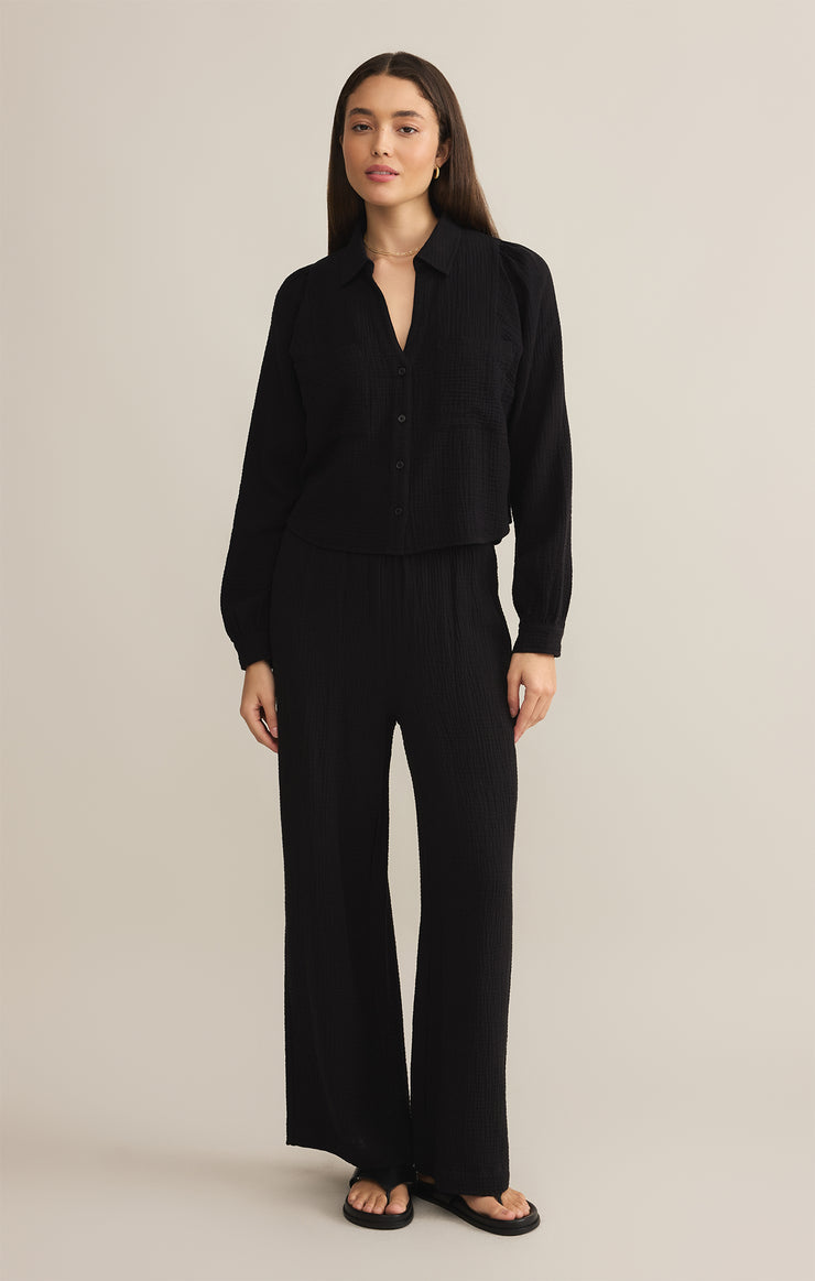 Campo Button Up Gauze Top-Long Sleeves-Vixen Collection, Day Spa and Women's Boutique Located in Seattle, Washington