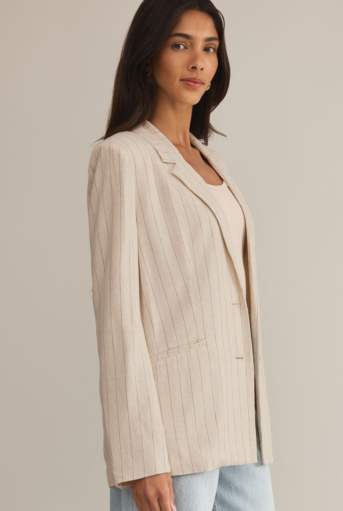 Livingston Pinstripe Blazer-Blazers-Vixen Collection, Day Spa and Women's Boutique Located in Seattle, Washington