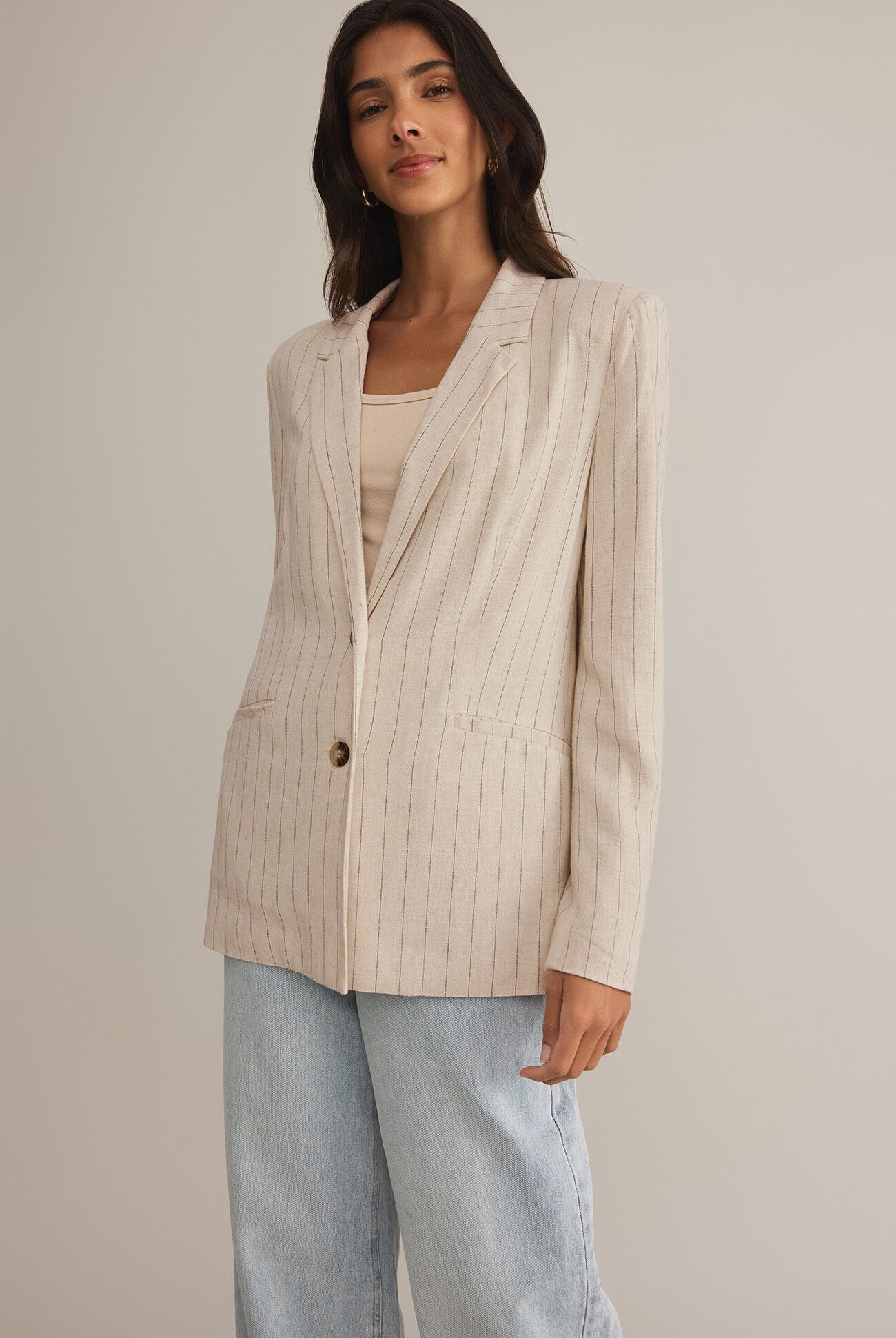 Livingston Pinstripe Blazer-Blazers-Vixen Collection, Day Spa and Women's Boutique Located in Seattle, Washington
