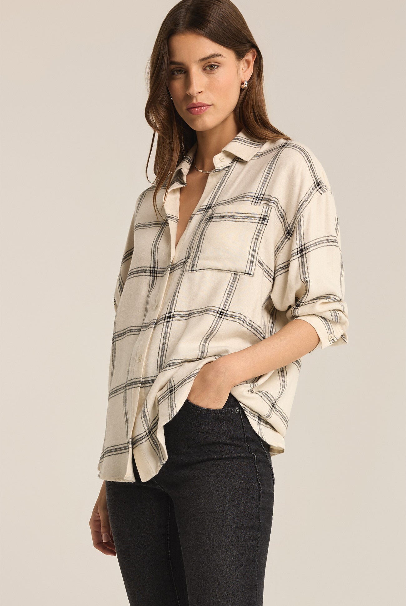 River Plaid Button Up-Long Sleeves-Vixen Collection, Day Spa and Women's Boutique Located in Seattle, Washington