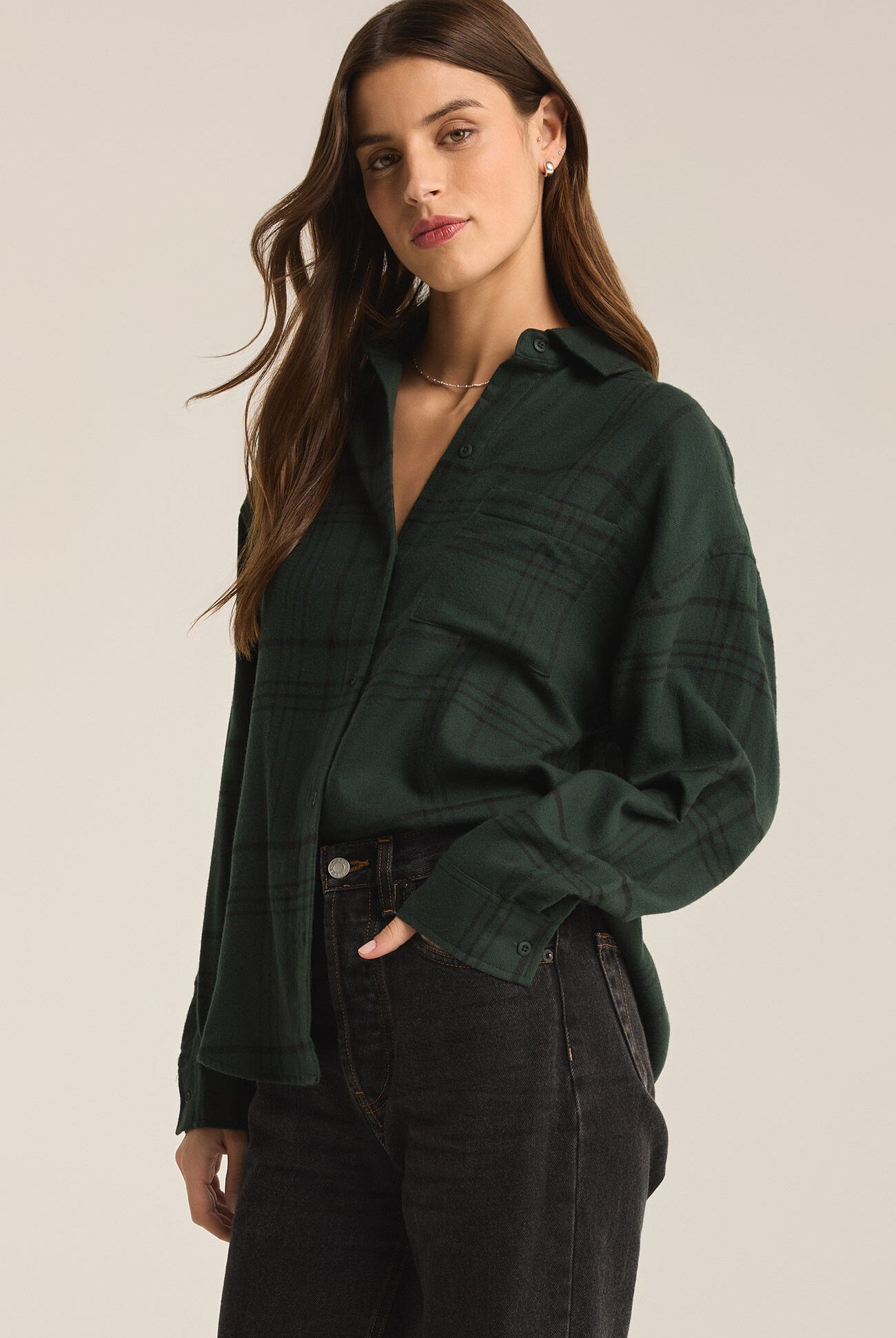 River Plaid Button Up-Long Sleeves-Vixen Collection, Day Spa and Women's Boutique Located in Seattle, Washington