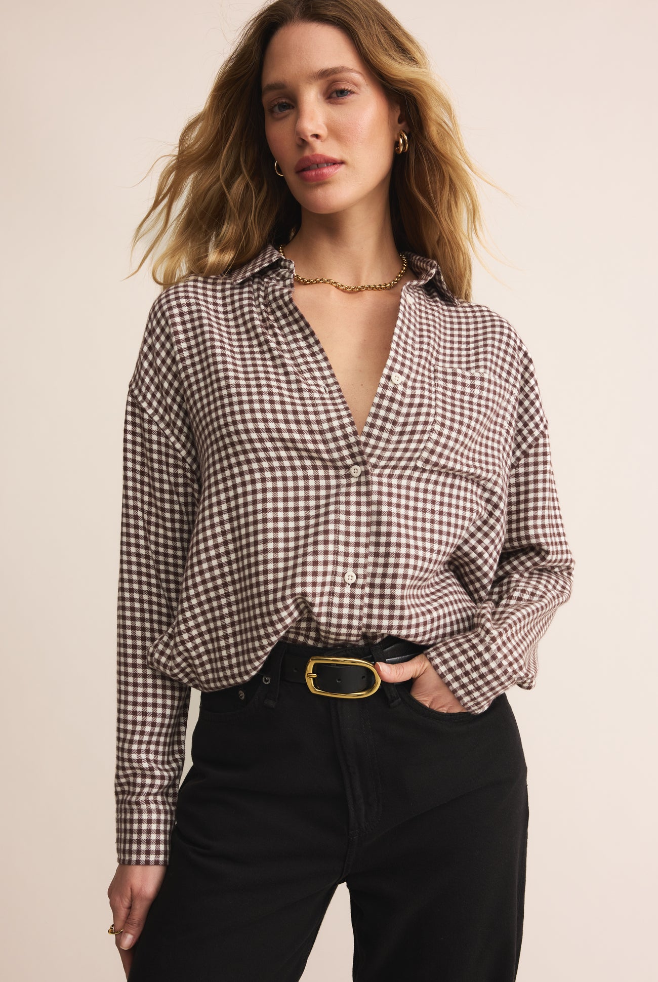 River Plaid Button Up-Long Sleeves-Vixen Collection, Day Spa and Women's Boutique Located in Seattle, Washington