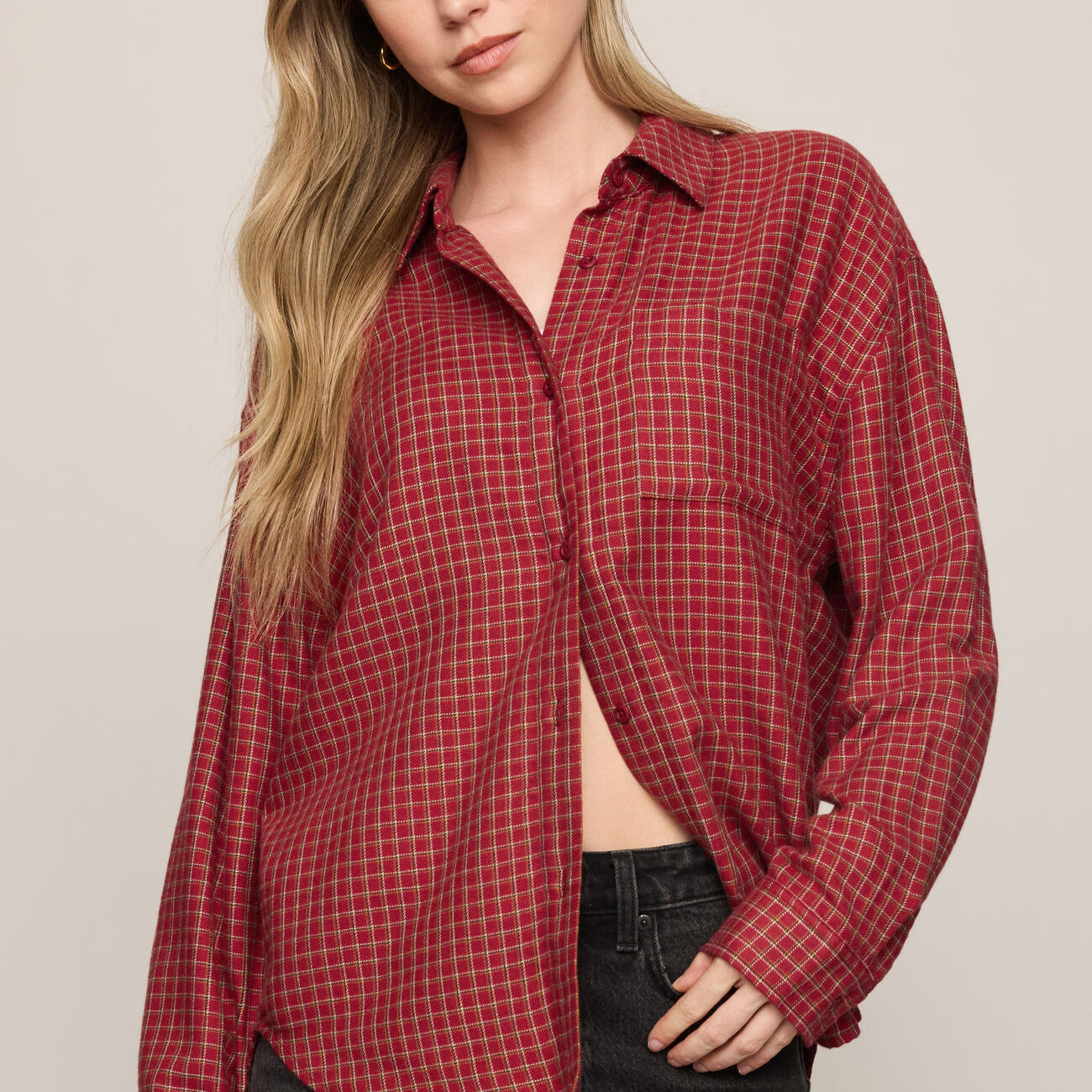 River Plaid Button Up-Long Sleeves-Vixen Collection, Day Spa and Women's Boutique Located in Seattle, Washington