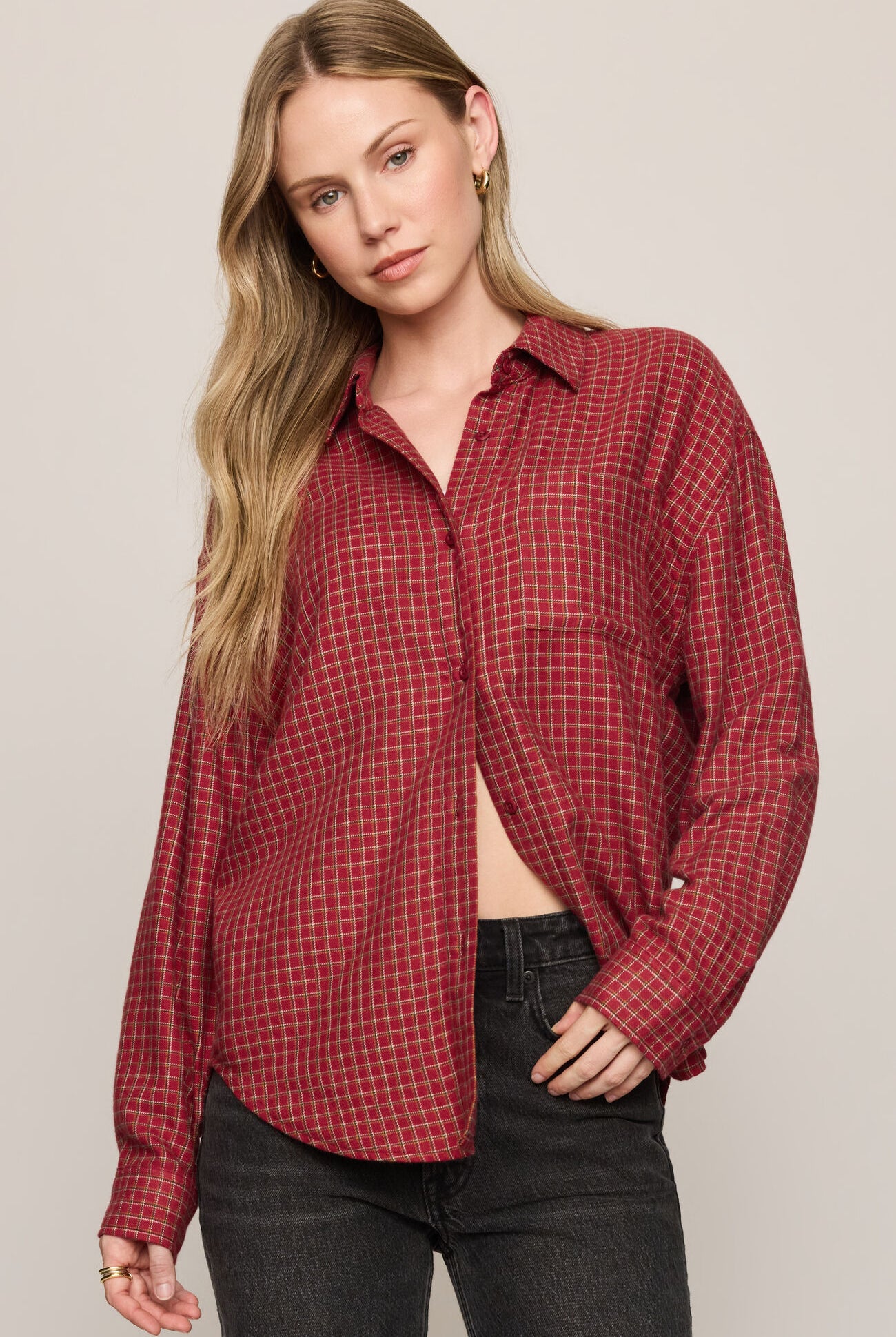 River Plaid Button Up-Long Sleeves-Vixen Collection, Day Spa and Women's Boutique Located in Seattle, Washington