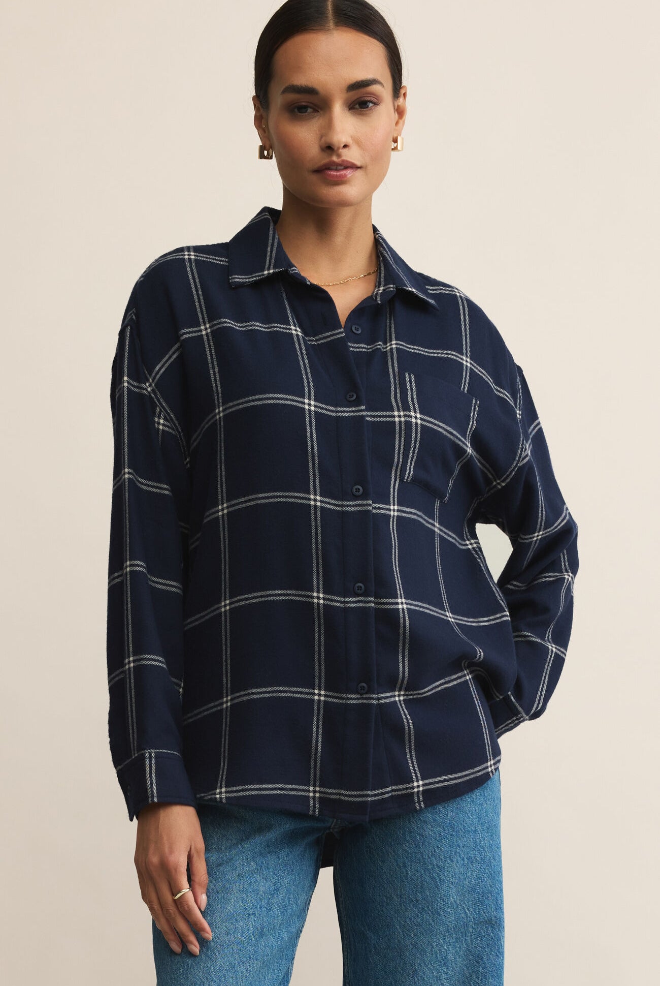 River Plaid Button Up-Long Sleeves-Vixen Collection, Day Spa and Women's Boutique Located in Seattle, Washington