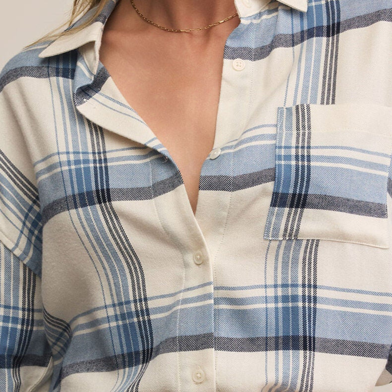 River Plaid Button Up-Long Sleeves-Vixen Collection, Day Spa and Women's Boutique Located in Seattle, Washington