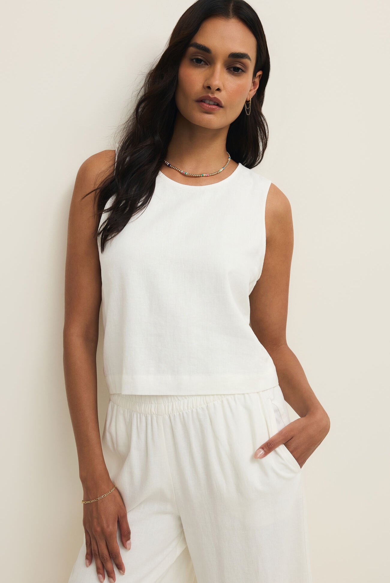 Sloane Linen Top-Tank Tops-Vixen Collection, Day Spa and Women's Boutique Located in Seattle, Washington