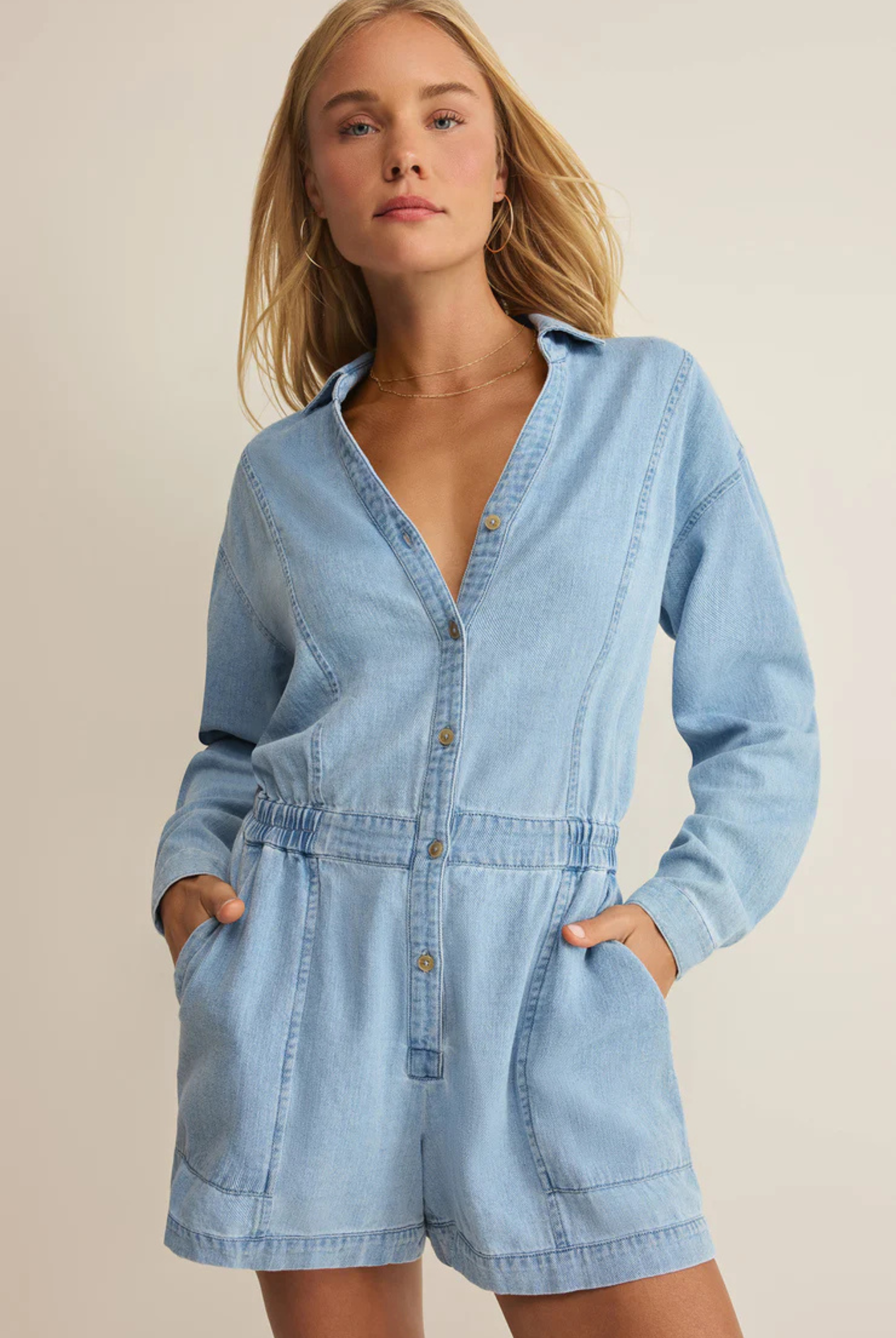 Sully Twill Romper-Jumpsuits-Vixen Collection, Day Spa and Women's Boutique Located in Seattle, Washington