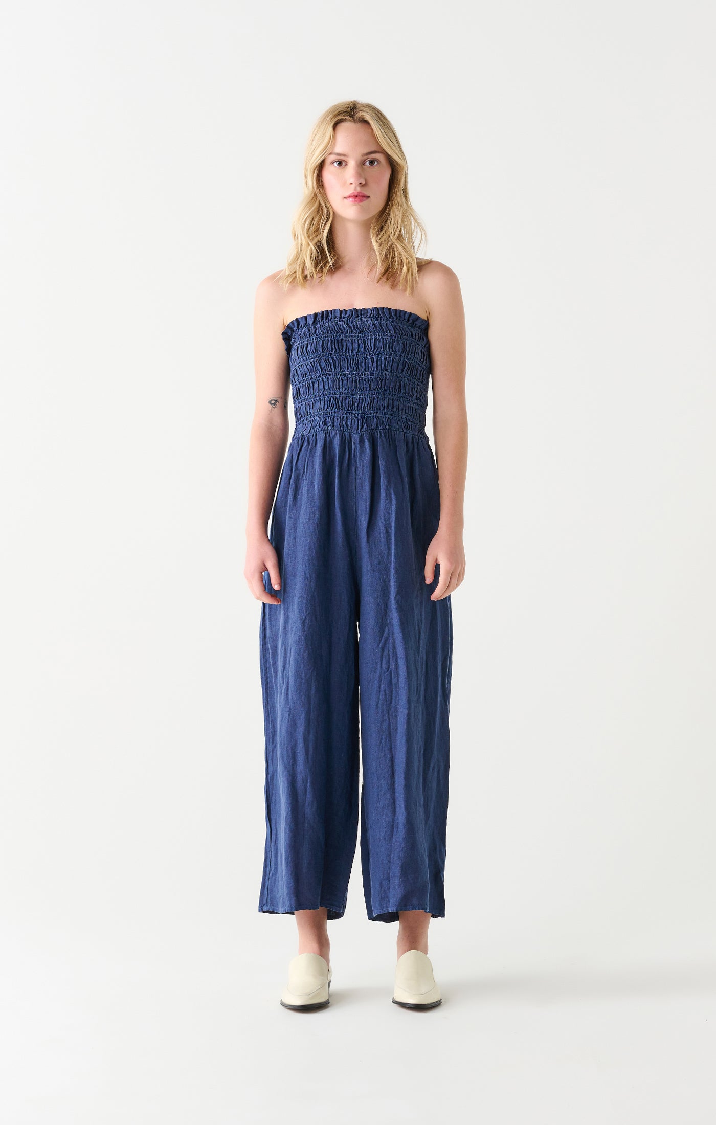 Deep Dive Smocked Strapless Jumpsuit-Jumpsuits-Vixen Collection, Day Spa and Women's Boutique Located in Seattle, Washington