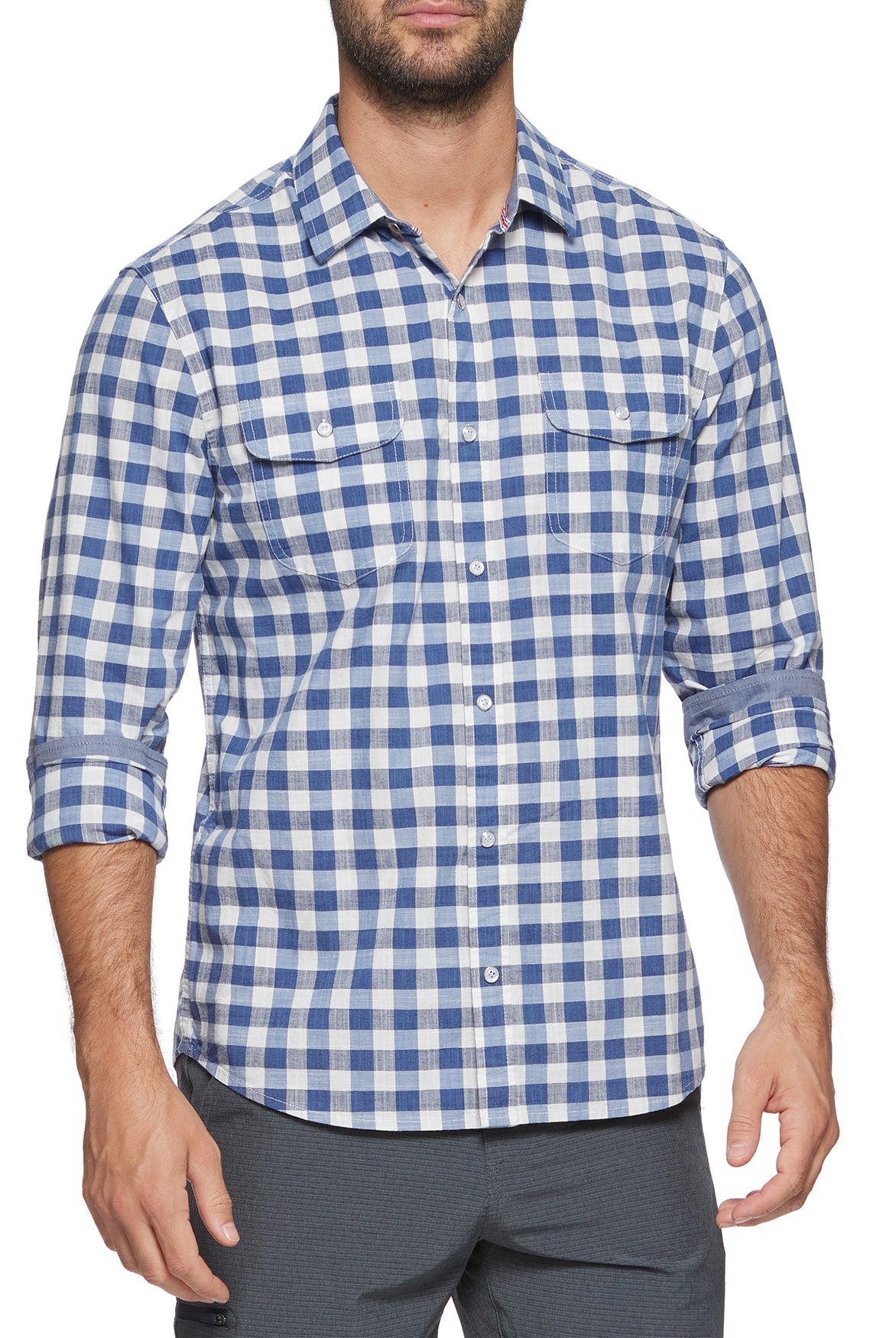 Harbuck Slub Gingham Shirt-Men's Tops-Vixen Collection, Day Spa and Women's Boutique Located in Seattle, Washington