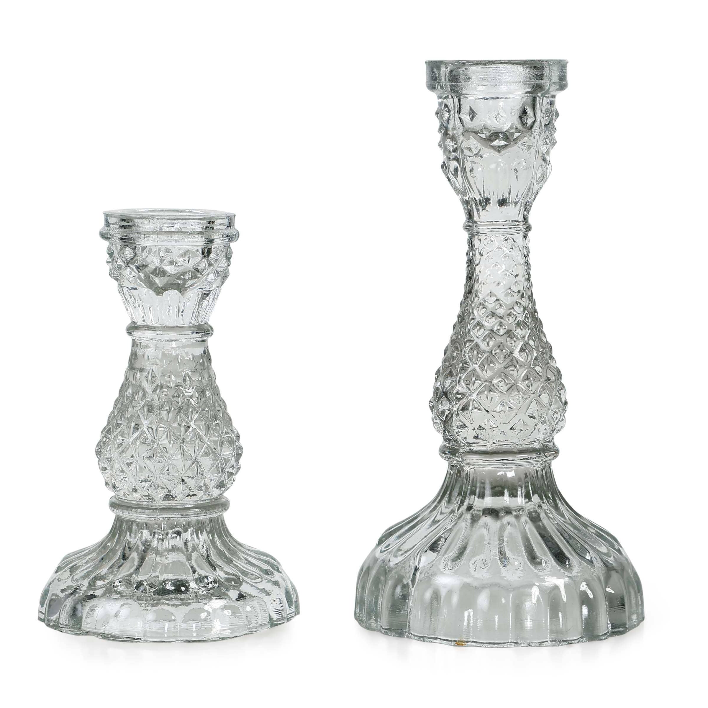 Vintage Glass Candle Stick Holder-Home Decor-Vixen Collection, Day Spa and Women's Boutique Located in Seattle, Washington