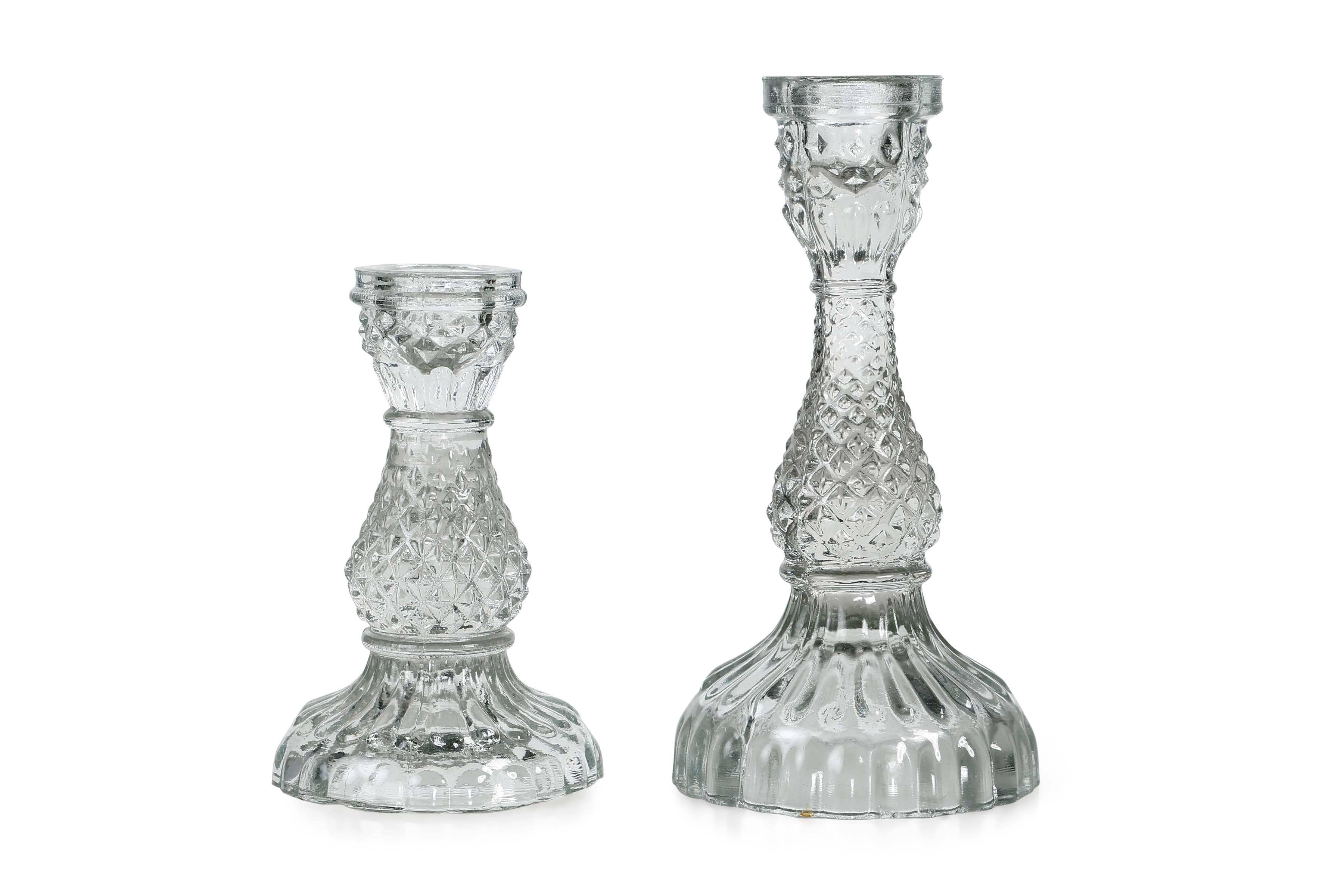 Vintage Glass Candle Stick Holder-Home Decor-Vixen Collection, Day Spa and Women's Boutique Located in Seattle, Washington