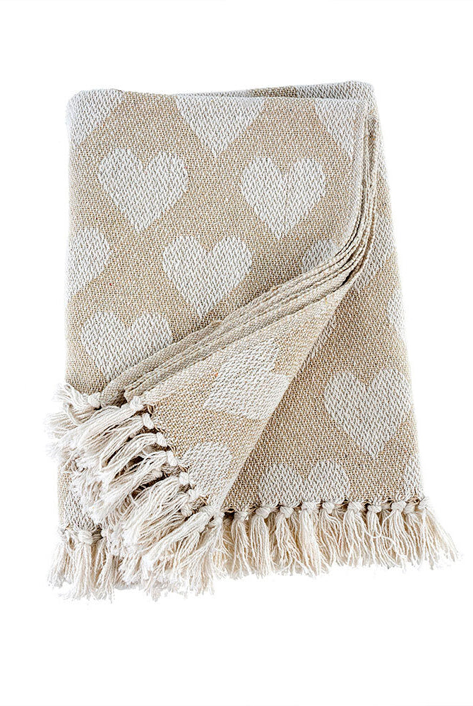 Heart Throw, White-Throw Blankets-Vixen Collection, Day Spa and Women's Boutique Located in Seattle, Washington