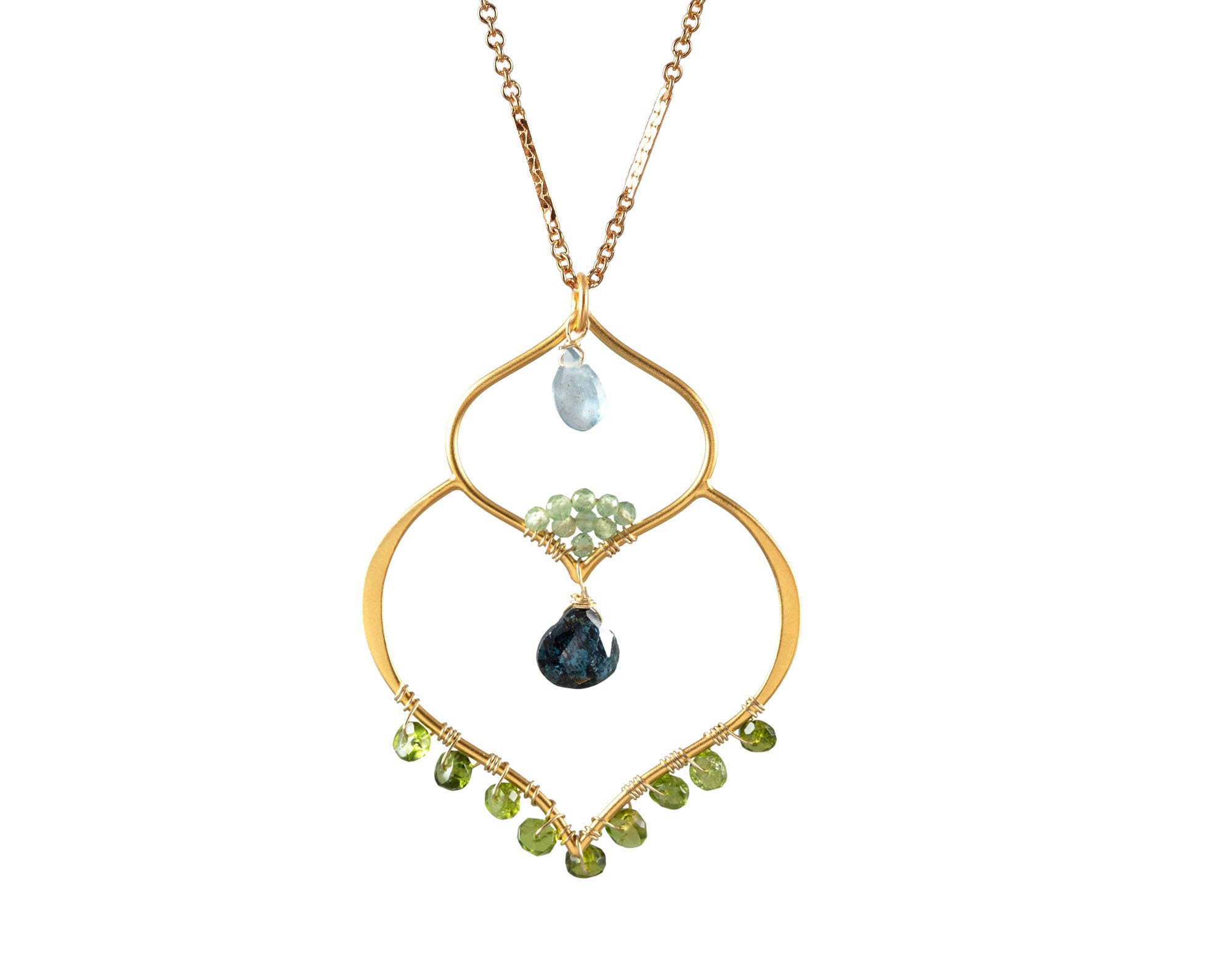 20” Gold Double Lotus Necklace-Necklaces-Vixen Collection, Day Spa and Women's Boutique Located in Seattle, Washington