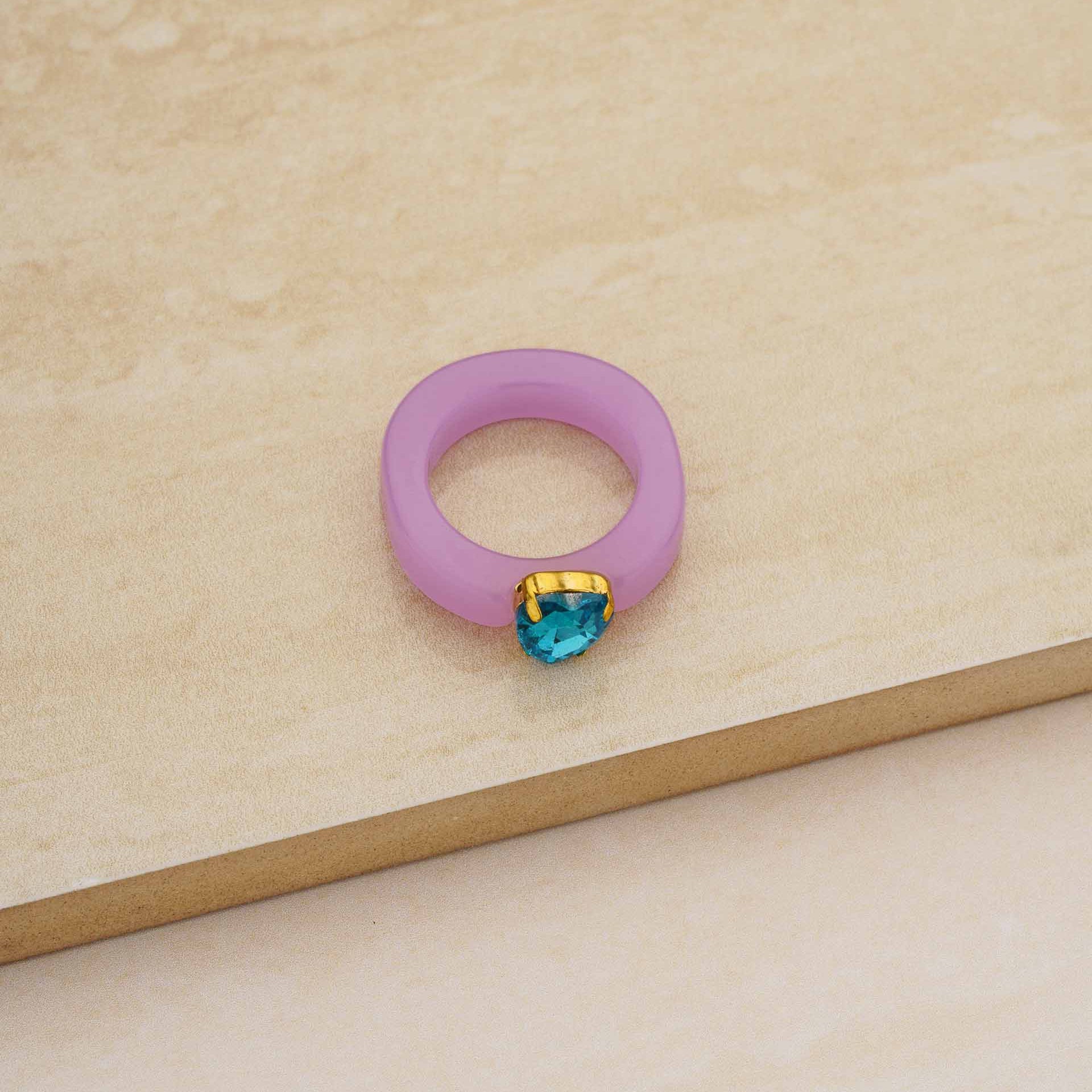 Lovely Resin Crystal Heart Ring-Rings-Vixen Collection, Day Spa and Women's Boutique Located in Seattle, Washington