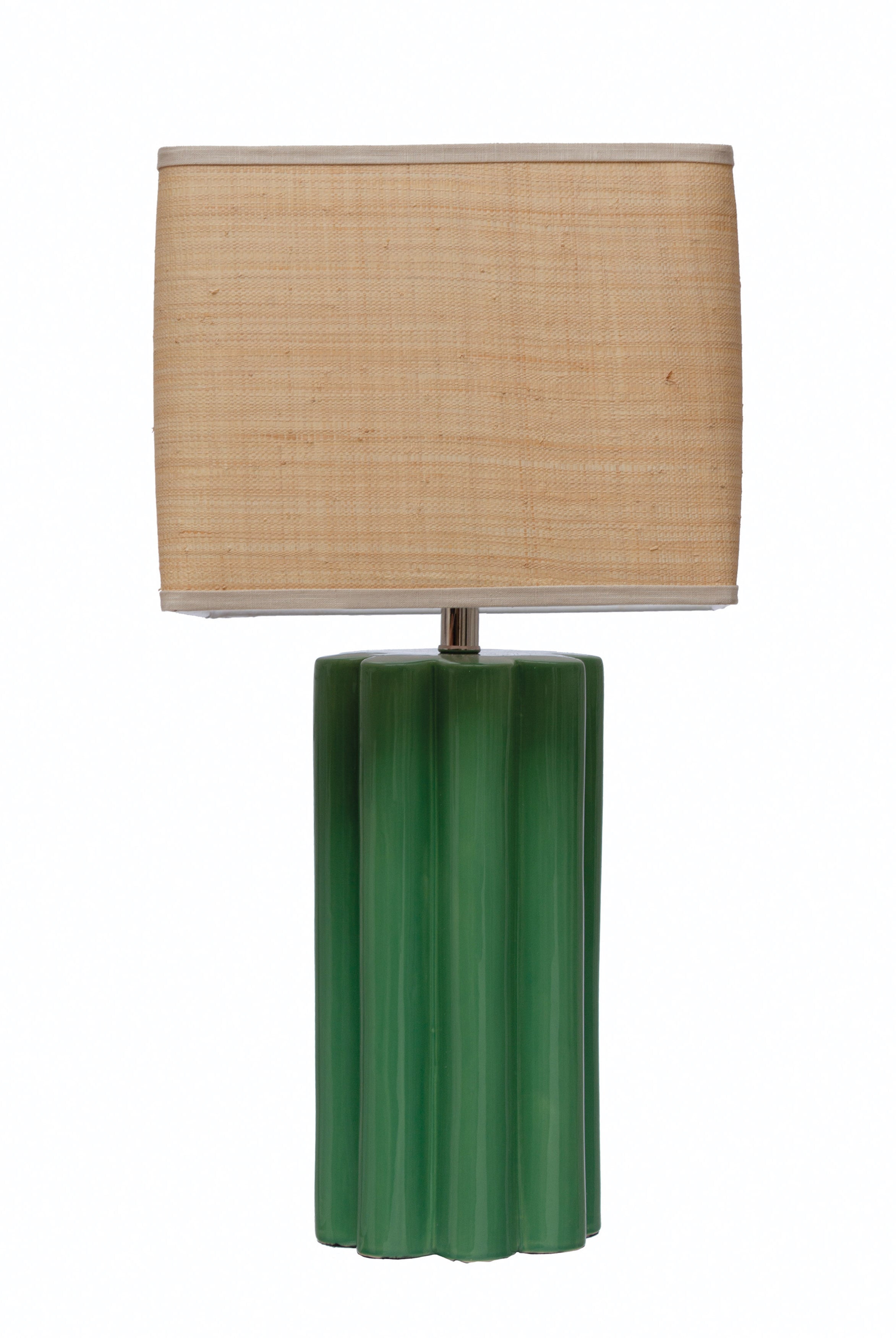 Fluted Table Lamp with Raffia Shade-Lamps-Vixen Collection, Day Spa and Women's Boutique Located in Seattle, Washington