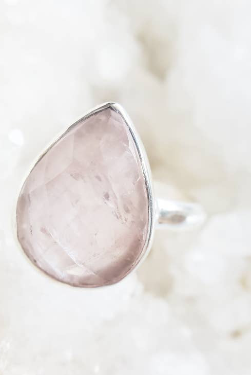 Sterling Silver Rose Quartz Handmade Ring-Rings-Vixen Collection, Day Spa and Women's Boutique Located in Seattle, Washington