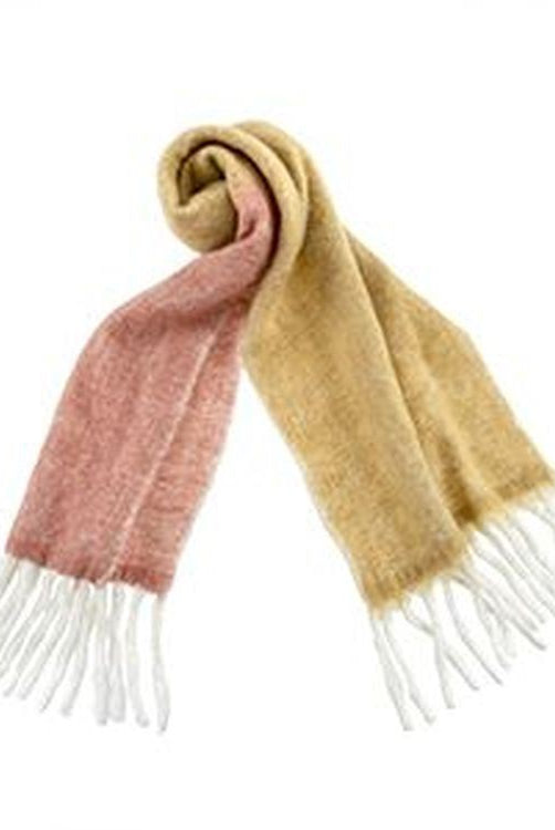 Pink/Ochre Color Block Scarf-Scarves-Vixen Collection, Day Spa and Women's Boutique Located in Seattle, Washington