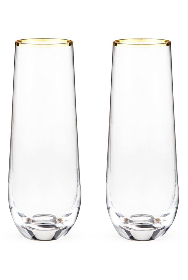 Gilded Stemless Champagne Flutes-Drinkware-Vixen Collection, Day Spa and Women's Boutique Located in Seattle, Washington