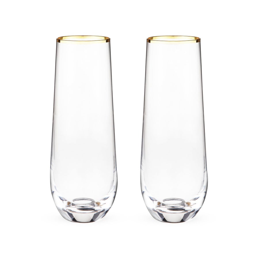 Gilded Stemless Champagne Flutes-Drinkware-Vixen Collection, Day Spa and Women's Boutique Located in Seattle, Washington