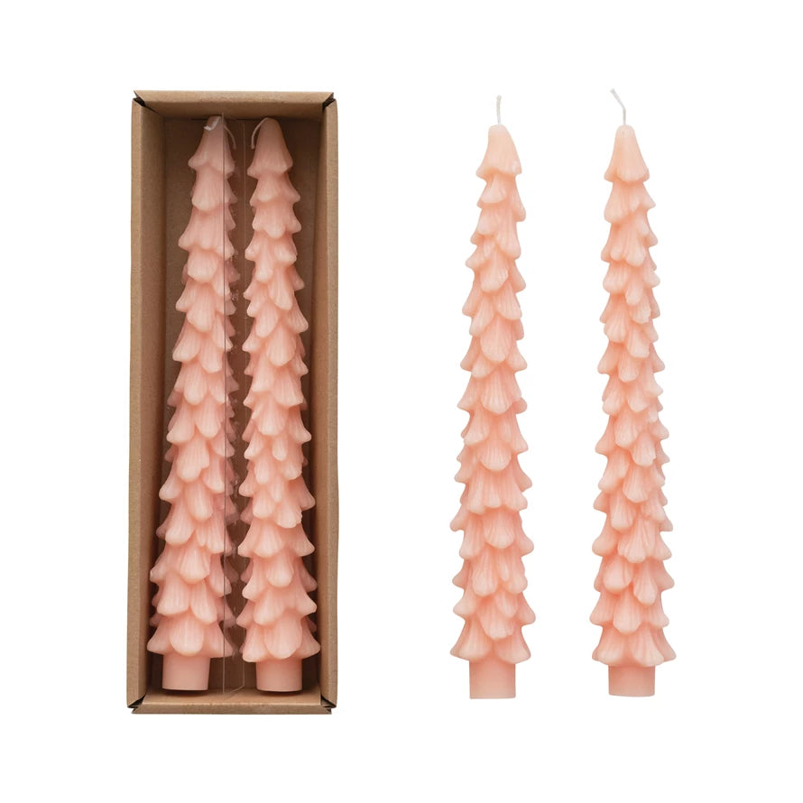 Unscented Tree Shaped Taper Candles, Set of 2, Blush-Candles-Vixen Collection, Day Spa and Women's Boutique Located in Seattle, Washington