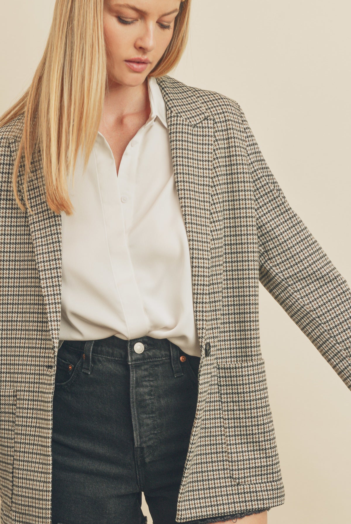 Leading Lady Houndstooth Blazer-Blazers-Vixen Collection, Day Spa and Women's Boutique Located in Seattle, Washington