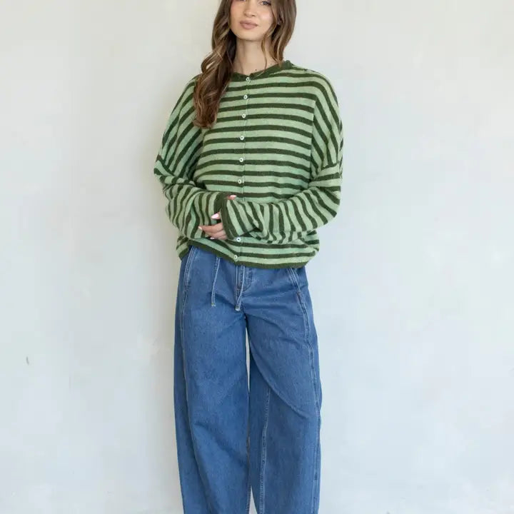 Pretty Piper Striped Cardigan-Sweaters-Vixen Collection, Day Spa and Women's Boutique Located in Seattle, Washington