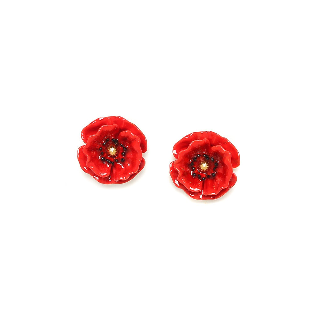 Bloomy Red Poppy Earrings-Earrings-Vixen Collection, Day Spa and Women's Boutique Located in Seattle, Washington