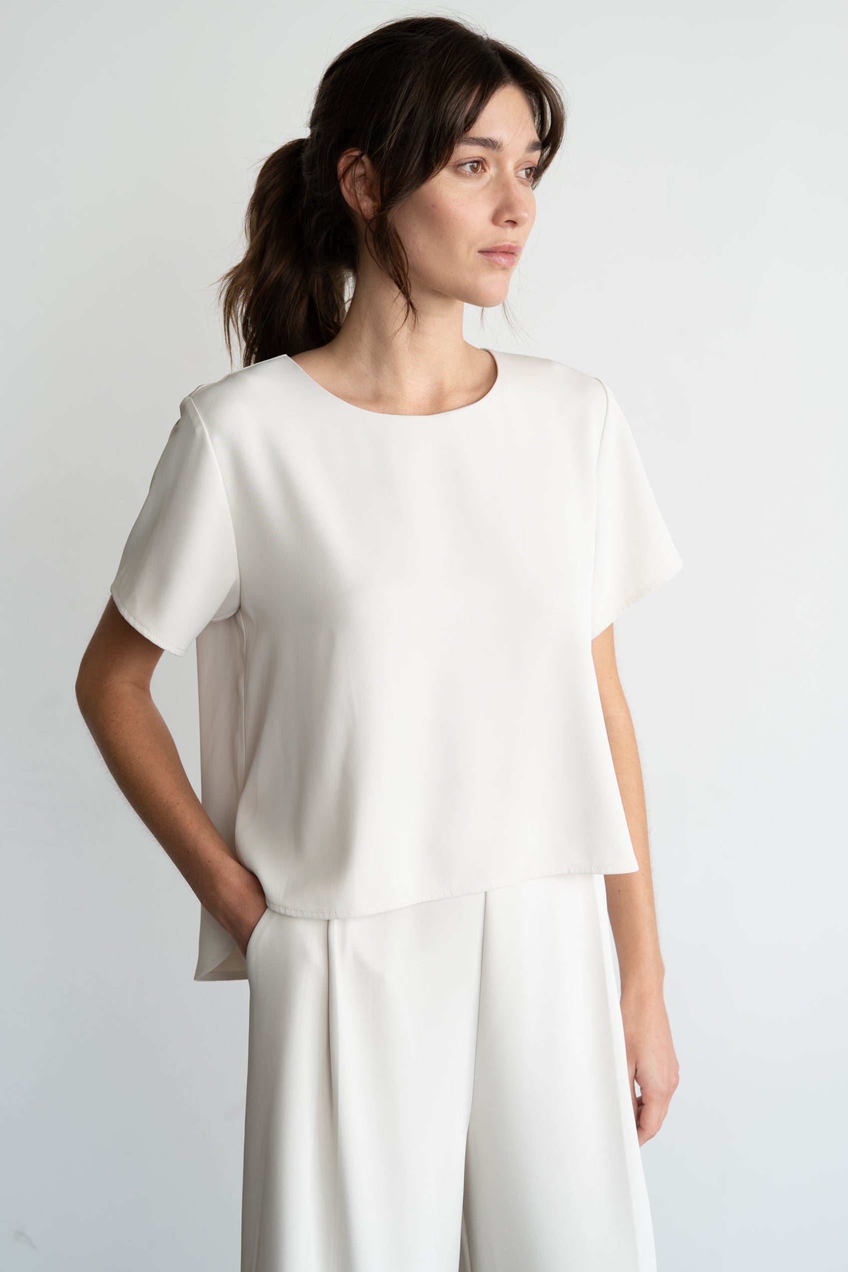 Pearl Veil Blouse-Short Sleeves-Vixen Collection, Day Spa and Women's Boutique Located in Seattle, Washington