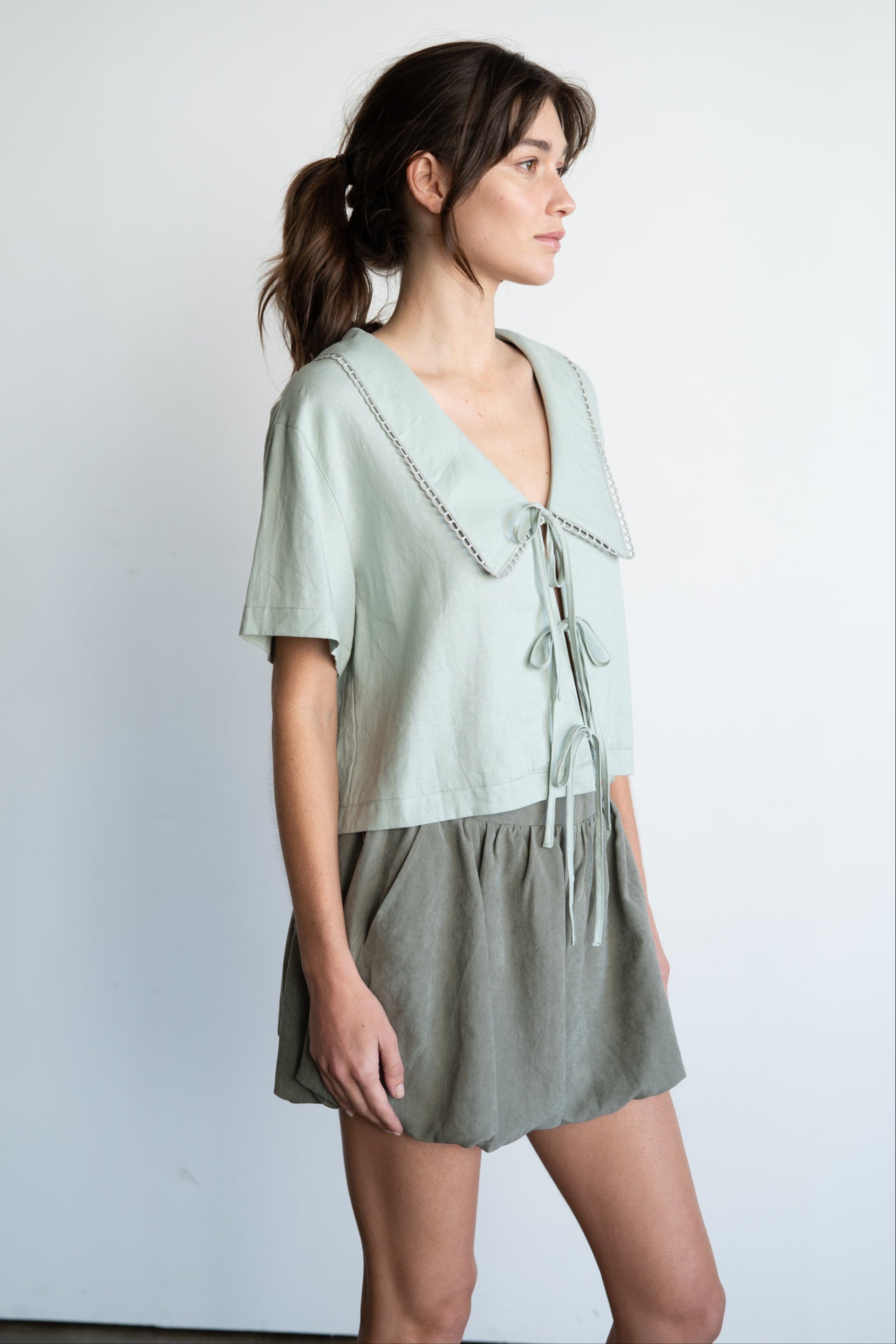 Lagoon Lace Blouse-Short Sleeves-Vixen Collection, Day Spa and Women's Boutique Located in Seattle, Washington