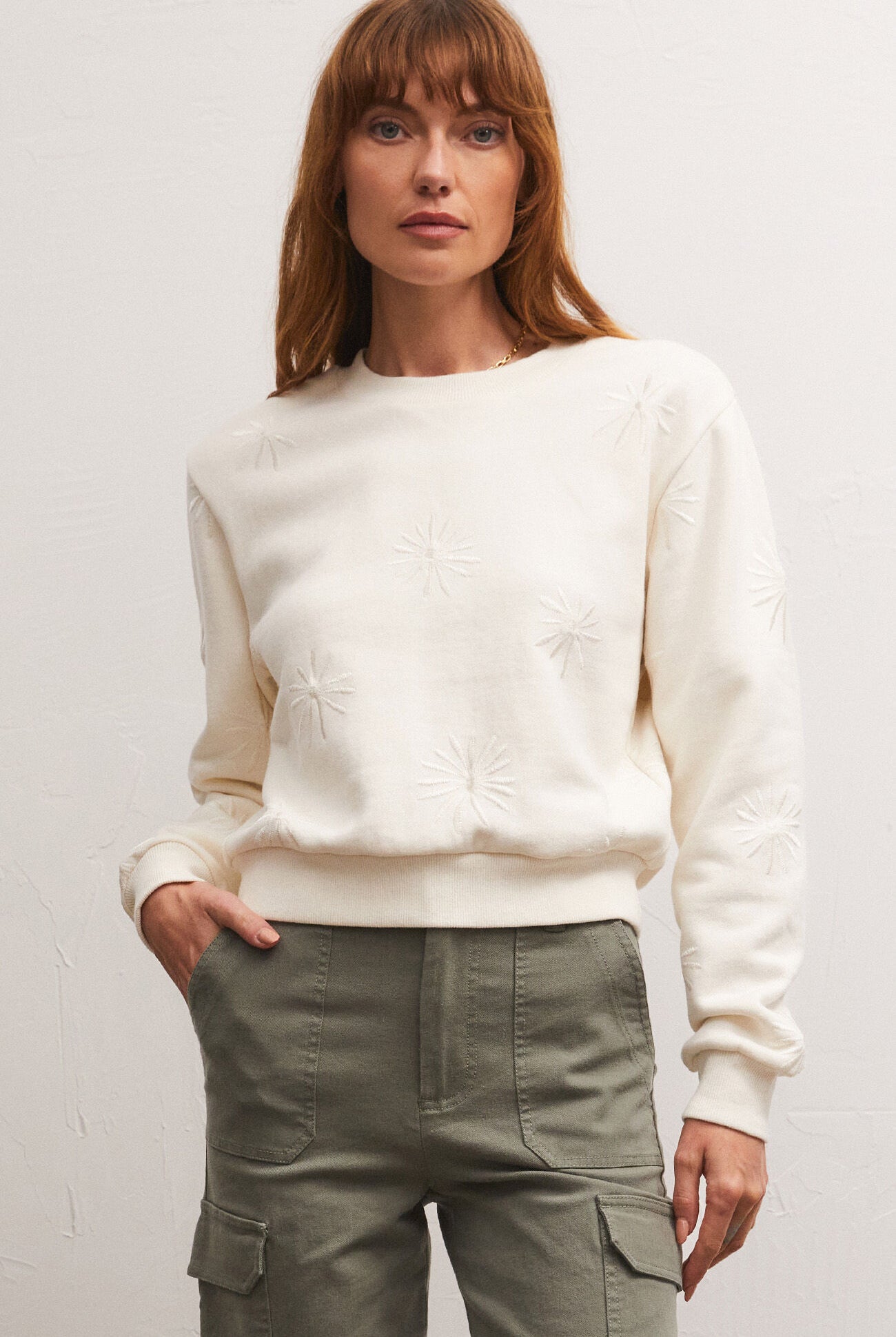 Lottie Embroidered Sweatshirt-Sweaters-Vixen Collection, Day Spa and Women's Boutique Located in Seattle, Washington