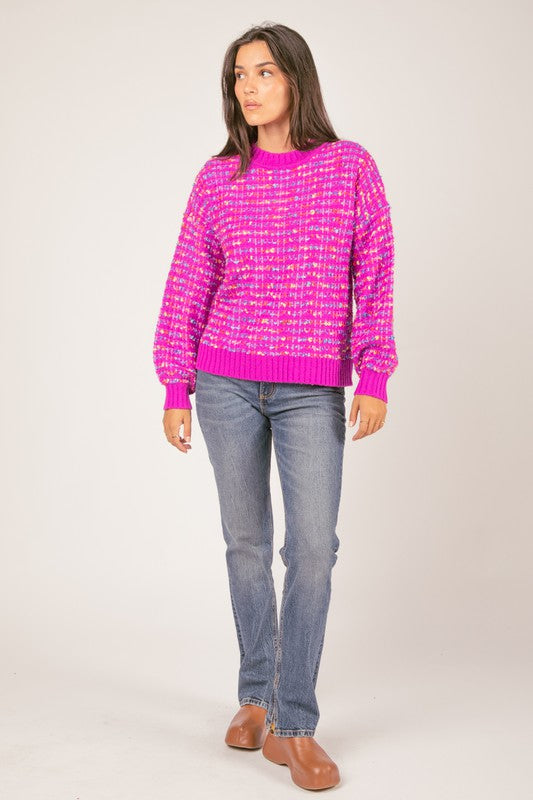 Eden Speckle Sweater, Pink-Sweaters-Vixen Collection, Day Spa and Women's Boutique Located in Seattle, Washington