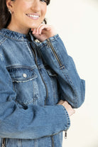 Medium Wash Classic Biker Jacket-Outerwear-Vixen Collection, Day Spa and Women's Boutique Located in Seattle, Washington