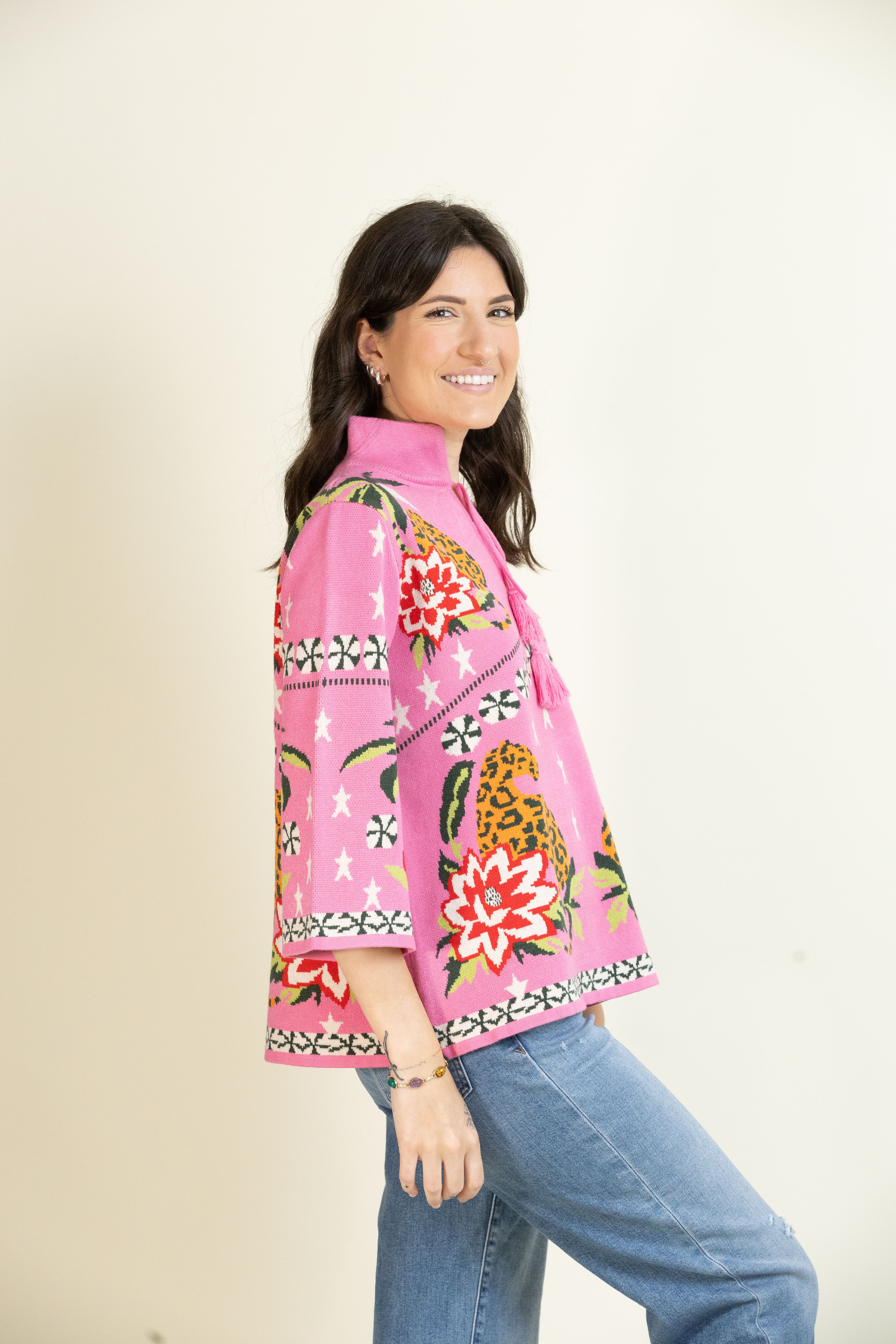 Pink Paradise Prowl Sweater-Tops-Vixen Collection, Day Spa and Women's Boutique Located in Seattle, Washington