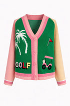 Golf Embroidered Patch Cardigan-Sweaters-Vixen Collection, Day Spa and Women's Boutique Located in Seattle, Washington