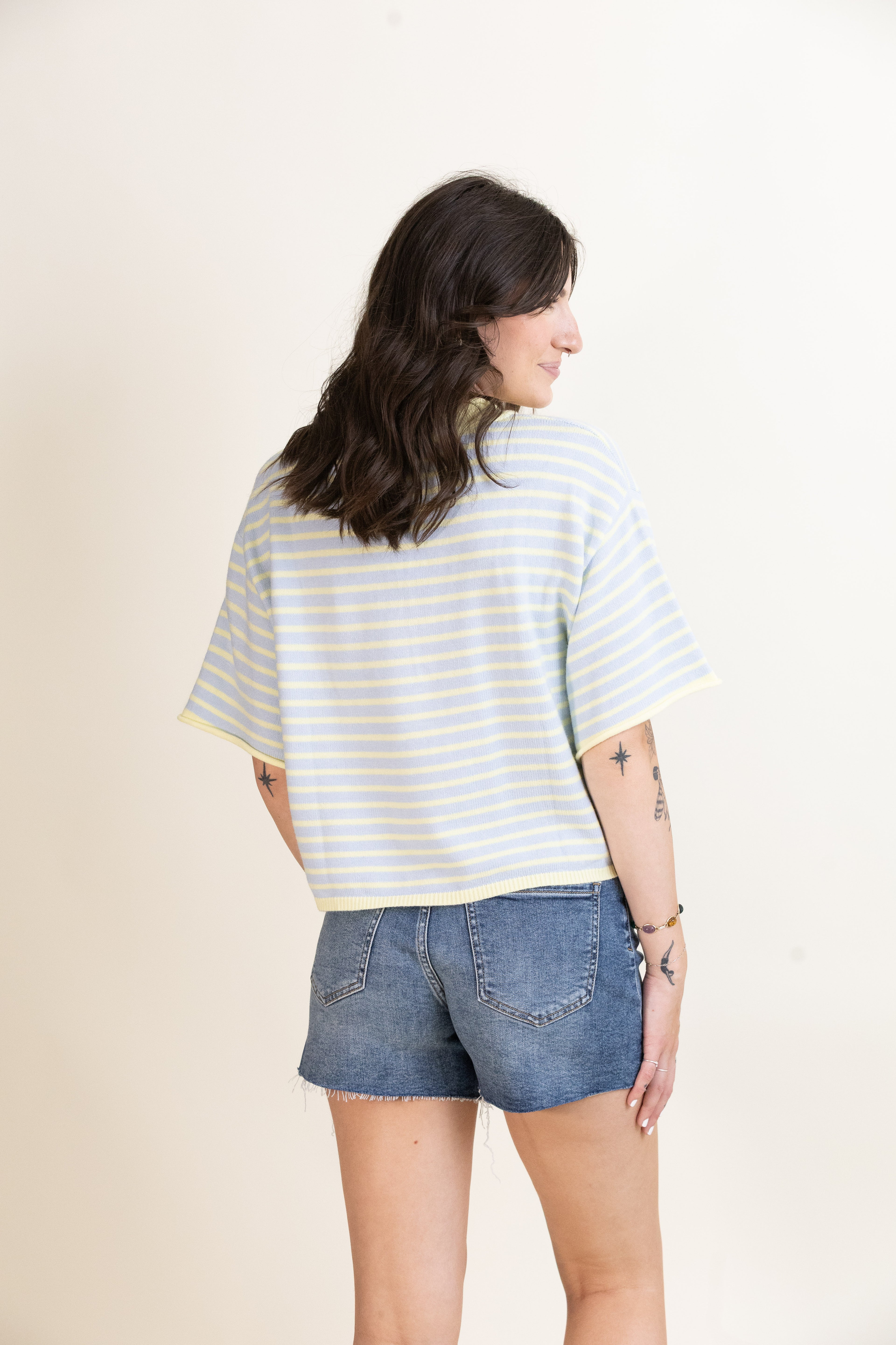 Porch Swing Stripe Henley-Sweaters-Vixen Collection, Day Spa and Women's Boutique Located in Seattle, Washington