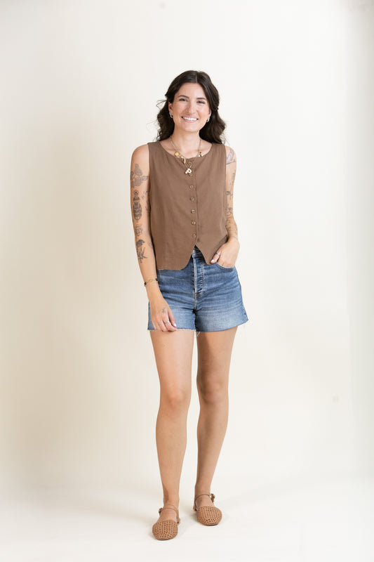 Roman Linen Vest-Tops-Vixen Collection, Day Spa and Women's Boutique Located in Seattle, Washington
