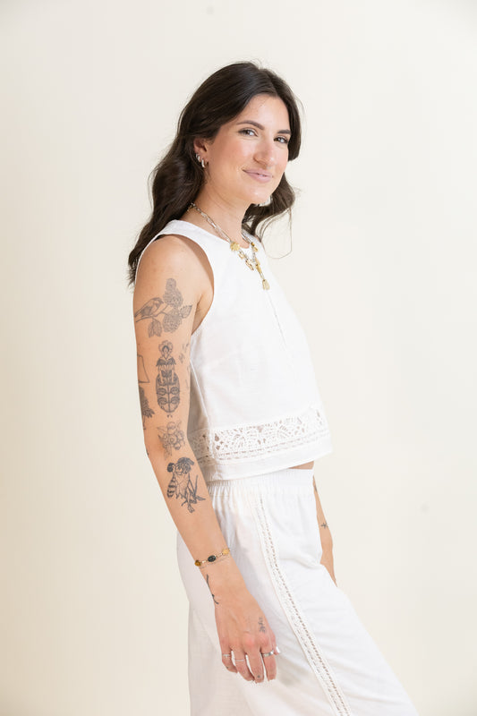 Sloane Embroidered Top-Tank Tops-Vixen Collection, Day Spa and Women's Boutique Located in Seattle, Washington