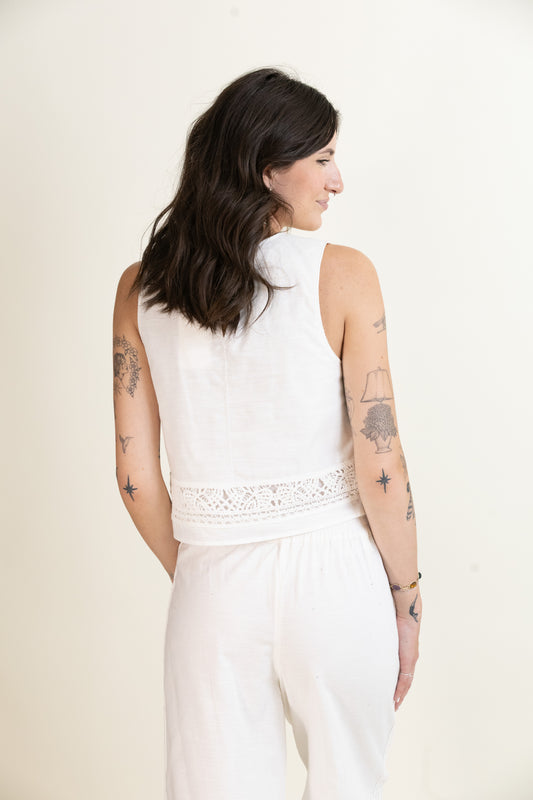 Sloane Embroidered Top-Tank Tops-Vixen Collection, Day Spa and Women's Boutique Located in Seattle, Washington