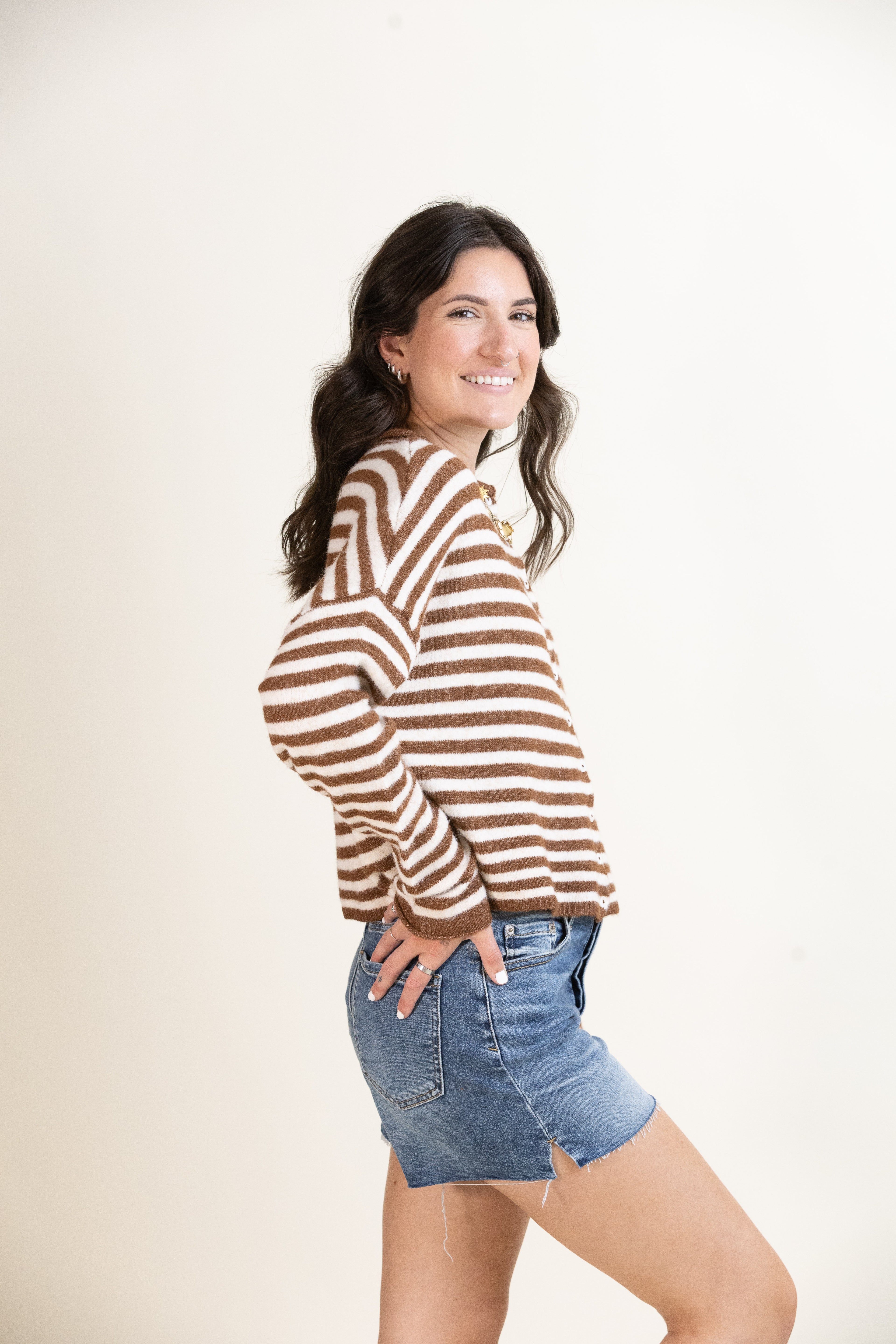 Pretty Piper Striped Cardigan-Sweaters-Vixen Collection, Day Spa and Women's Boutique Located in Seattle, Washington