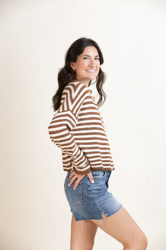 Pretty Piper Striped Cardigan-Sweaters-Vixen Collection, Day Spa and Women's Boutique Located in Seattle, Washington