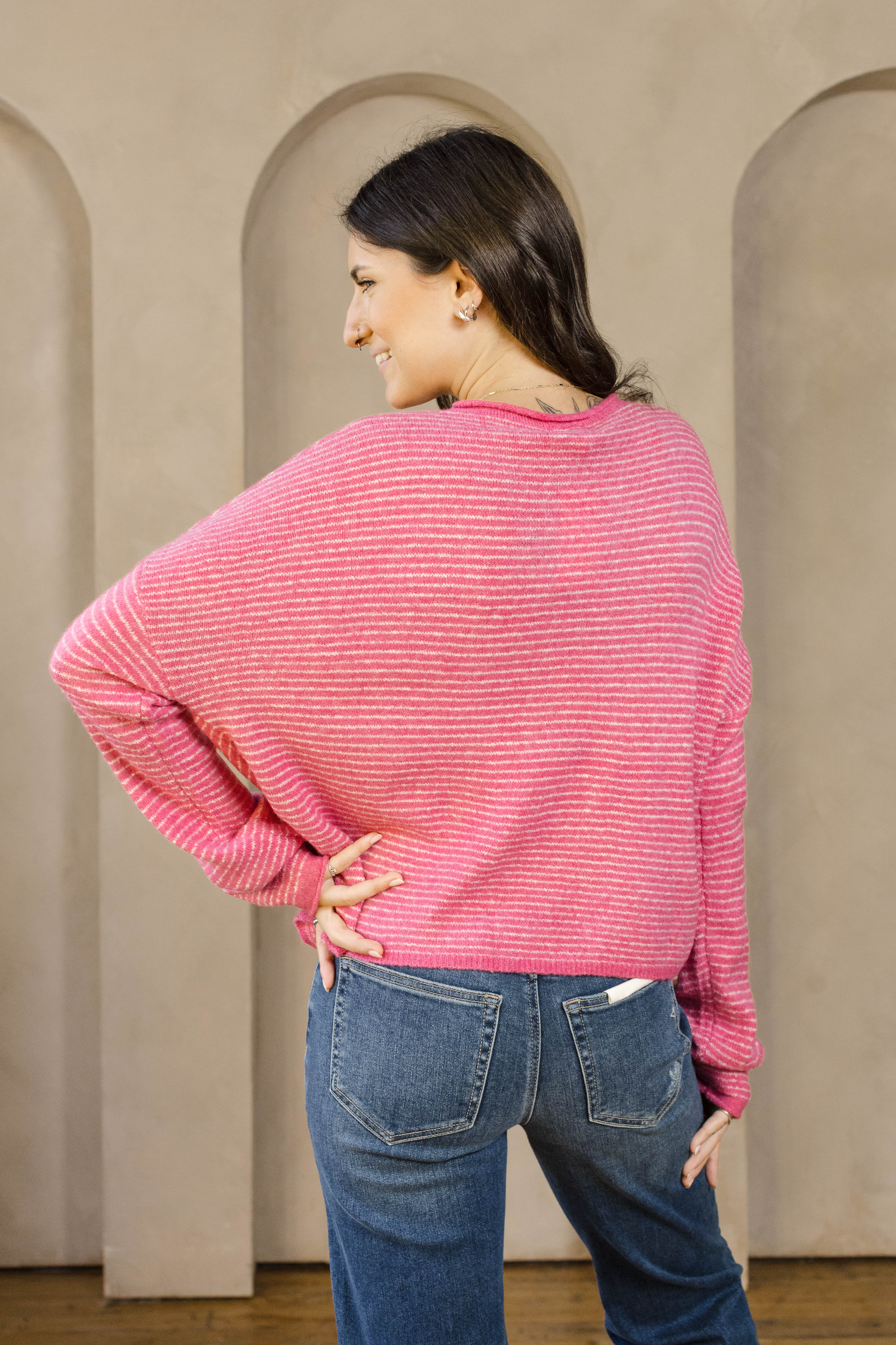 Pin Stripe Babe Cardigan-Sweaters-Vixen Collection, Day Spa and Women's Boutique Located in Seattle, Washington