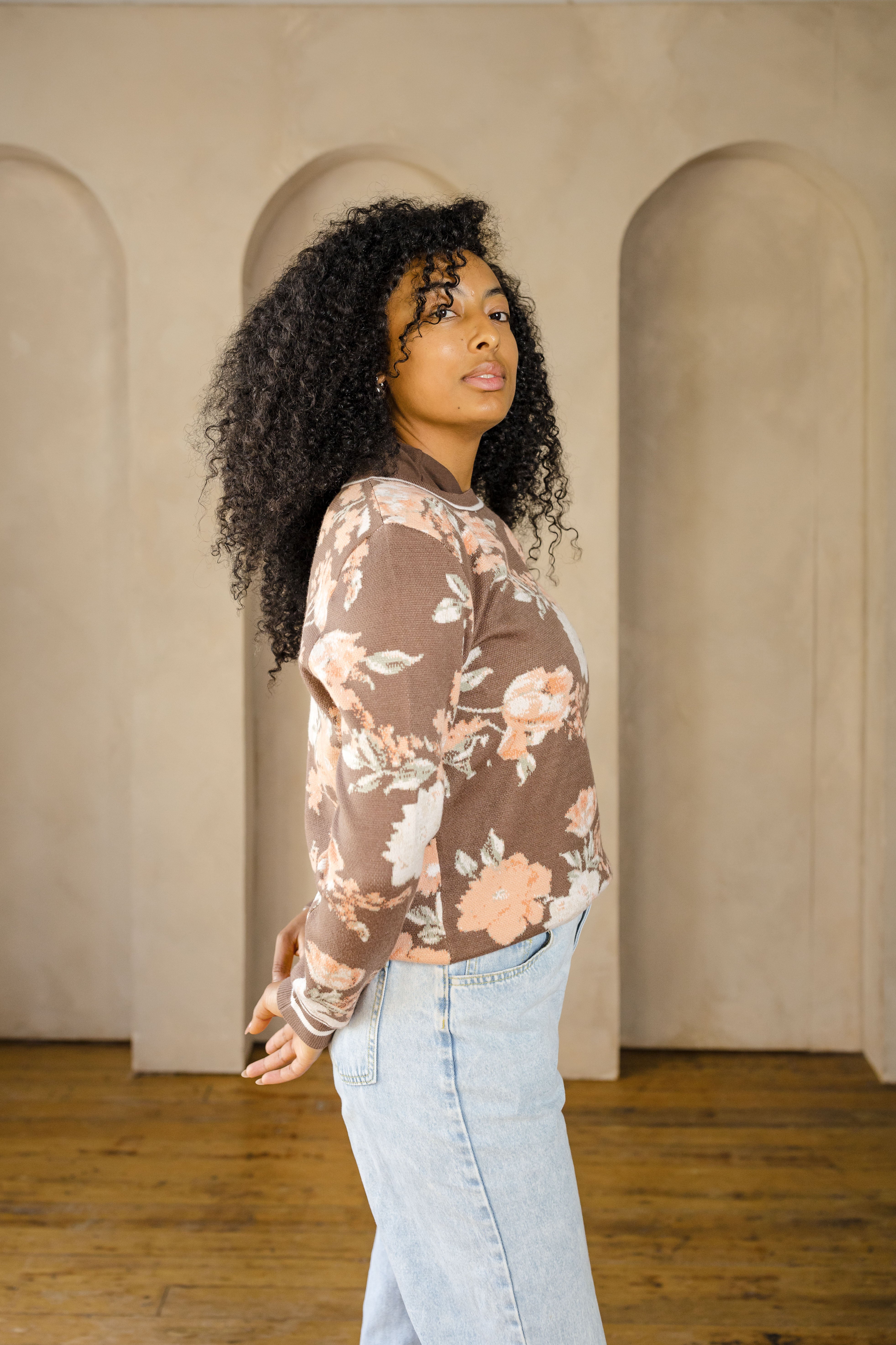Espresso Bloom Knit-Sweaters-Vixen Collection, Day Spa and Women's Boutique Located in Seattle, Washington