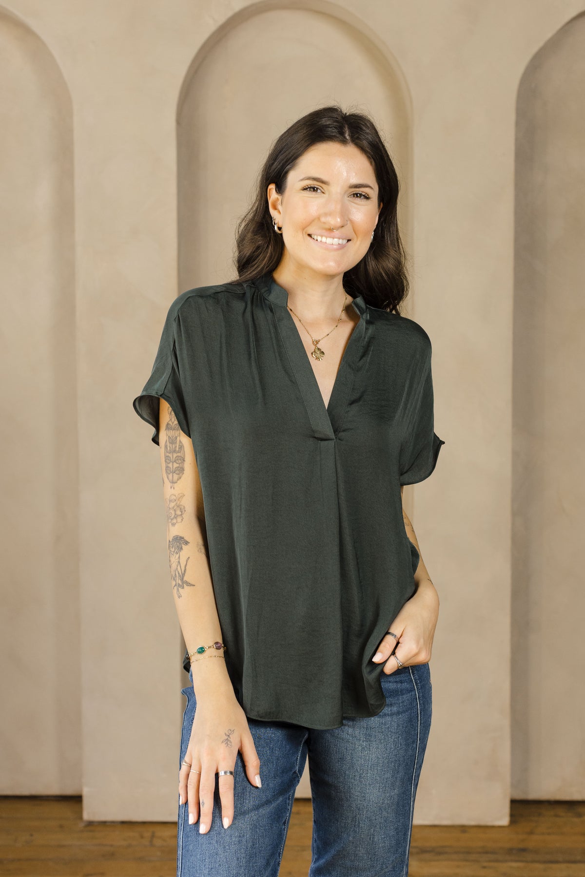 Mindy Top Jewel Tones-Short Sleeves-Vixen Collection, Day Spa and Women's Boutique Located in Seattle, Washington