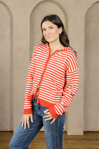 Cafe Stripe Zip Up Cardigan