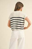 Kenzy Striped Knit Top-Short Sleeves-Vixen Collection, Day Spa and Women's Boutique Located in Seattle, Washington