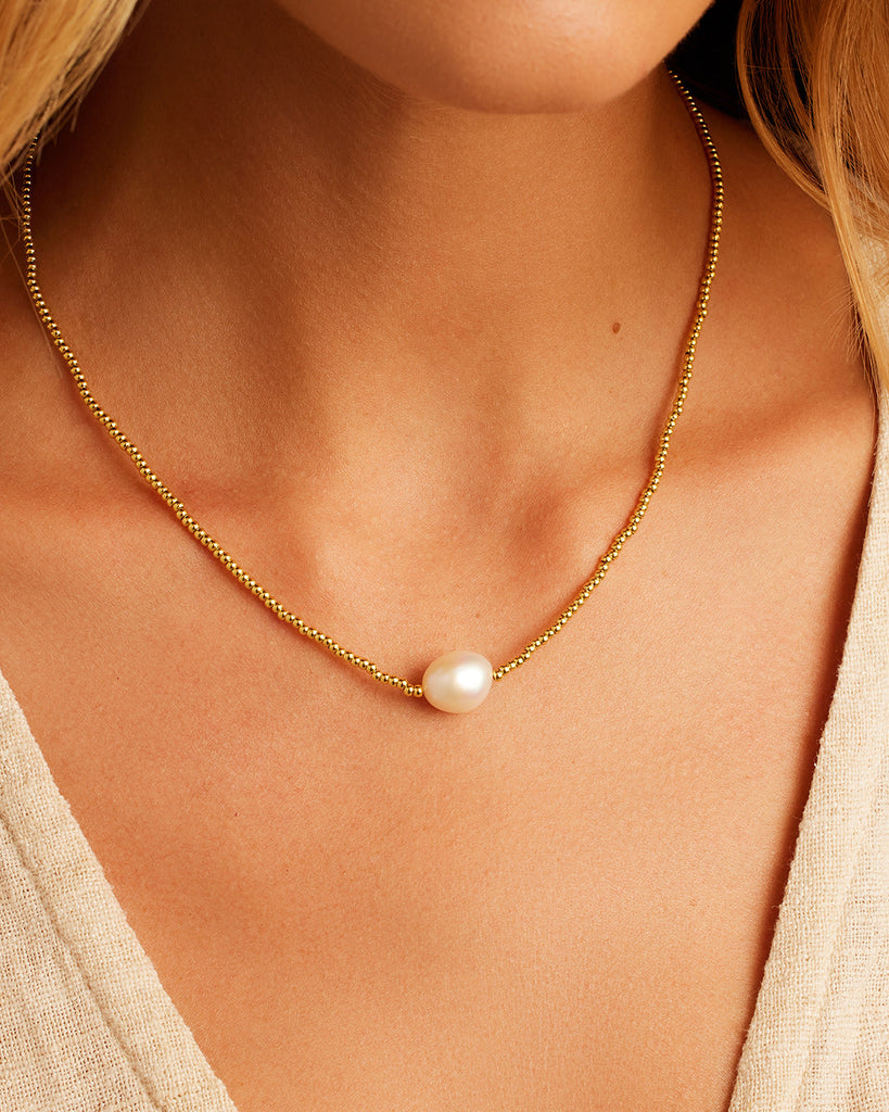 Phoebe Single Pearl Necklace-Necklaces-Vixen Collection, Day Spa and Women's Boutique Located in Seattle, Washington